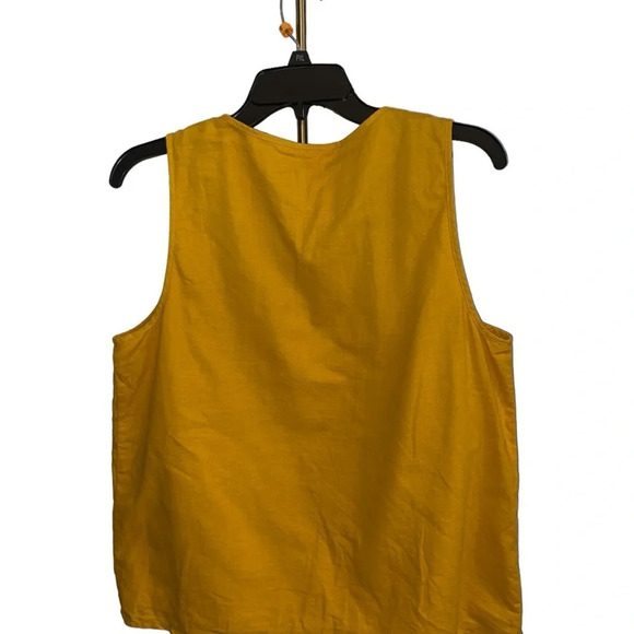 $10 j  Crew Linen Floral MustardEmbroidered tank top - Picture 3 of 4